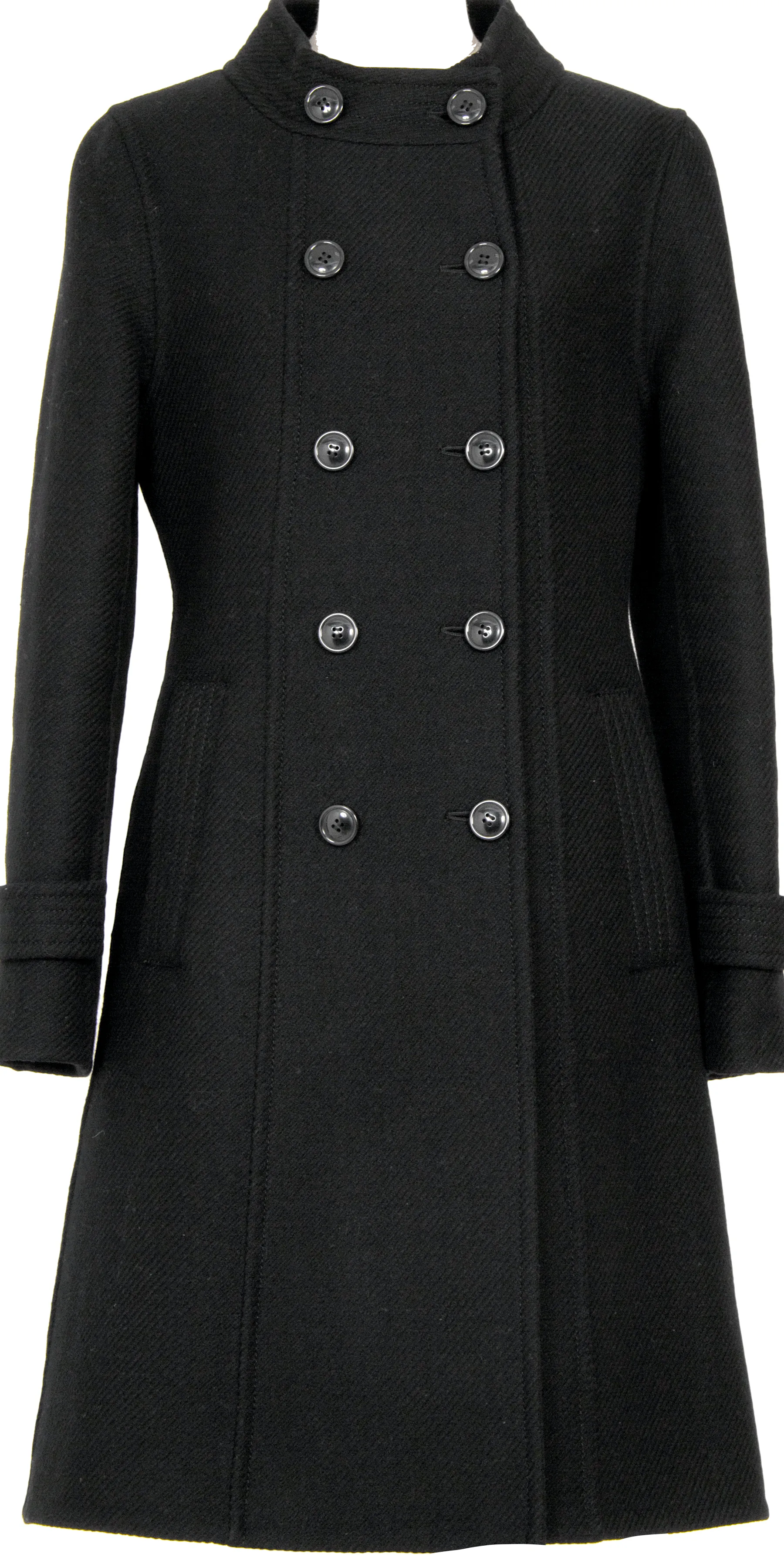 TOMORROWLAND  BALLSEY JAPAN. Black Wool Stand Collar Double Coat