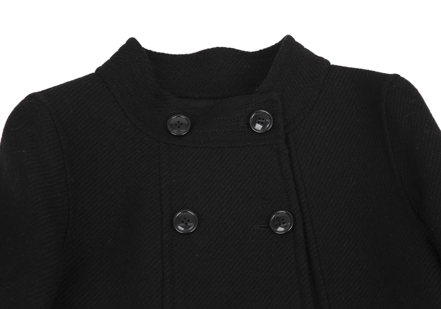 TOMORROWLAND  BALLSEY JAPAN. Black Wool Stand Collar Double Coat