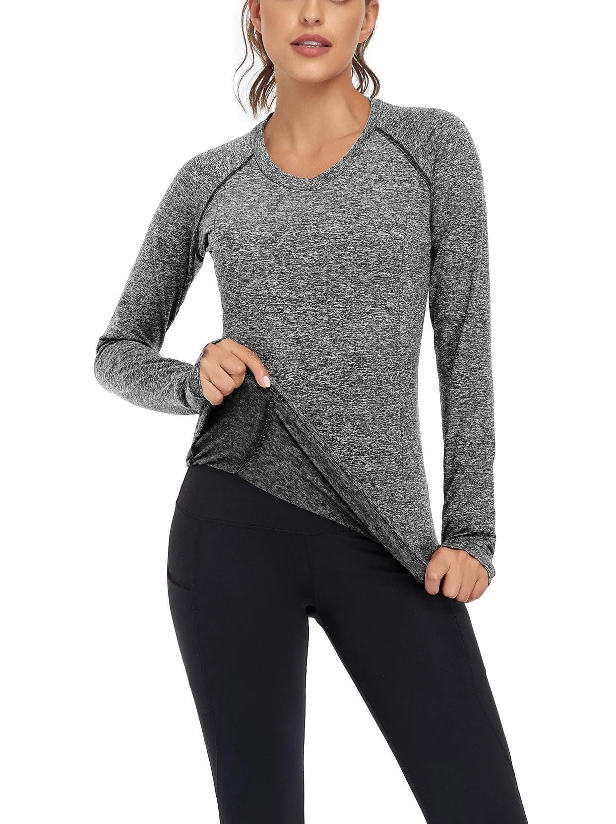 V-neck Long-sleeve Thermal Top for Women