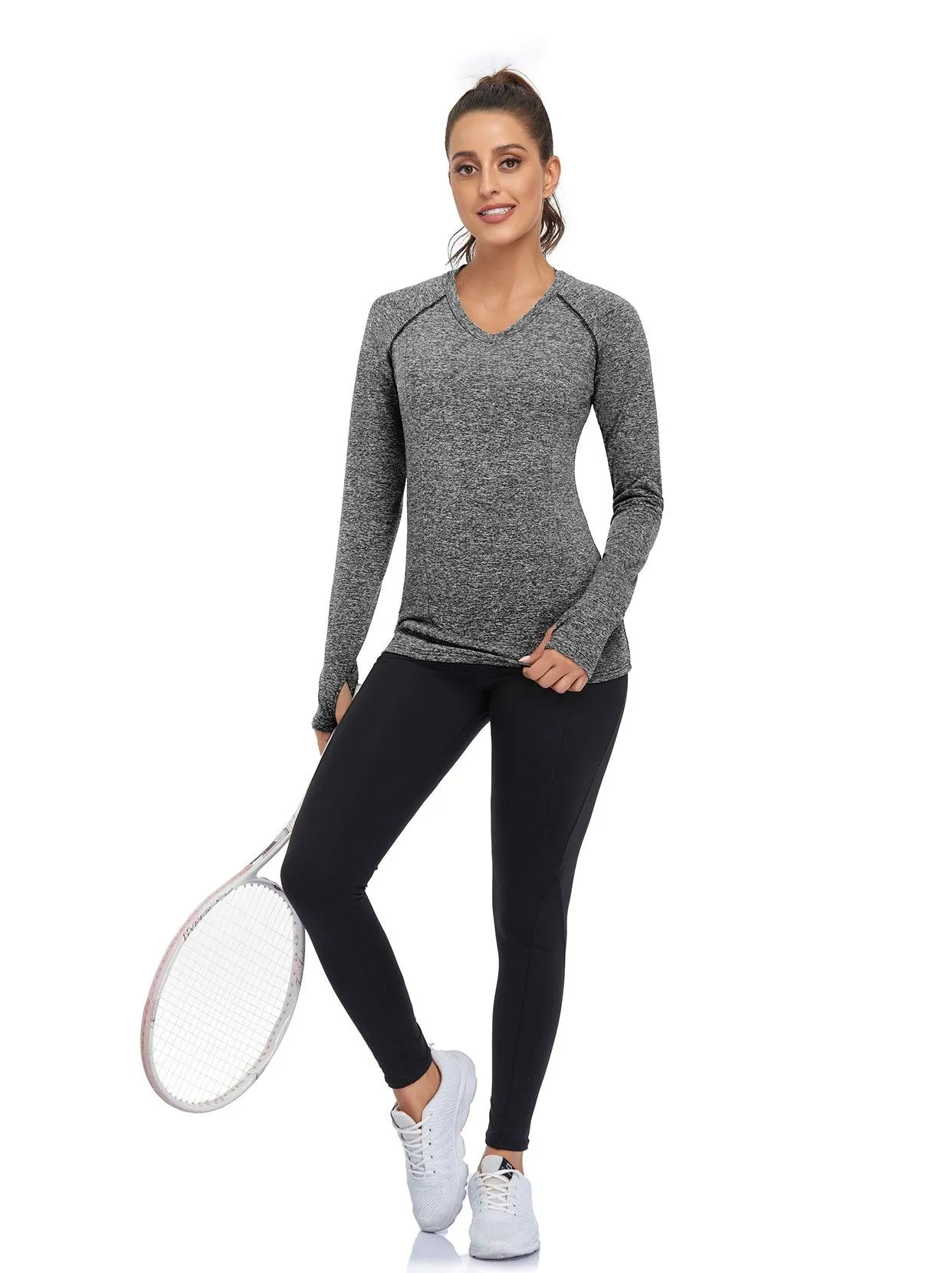 V-neck Long-sleeve Thermal Top for Women