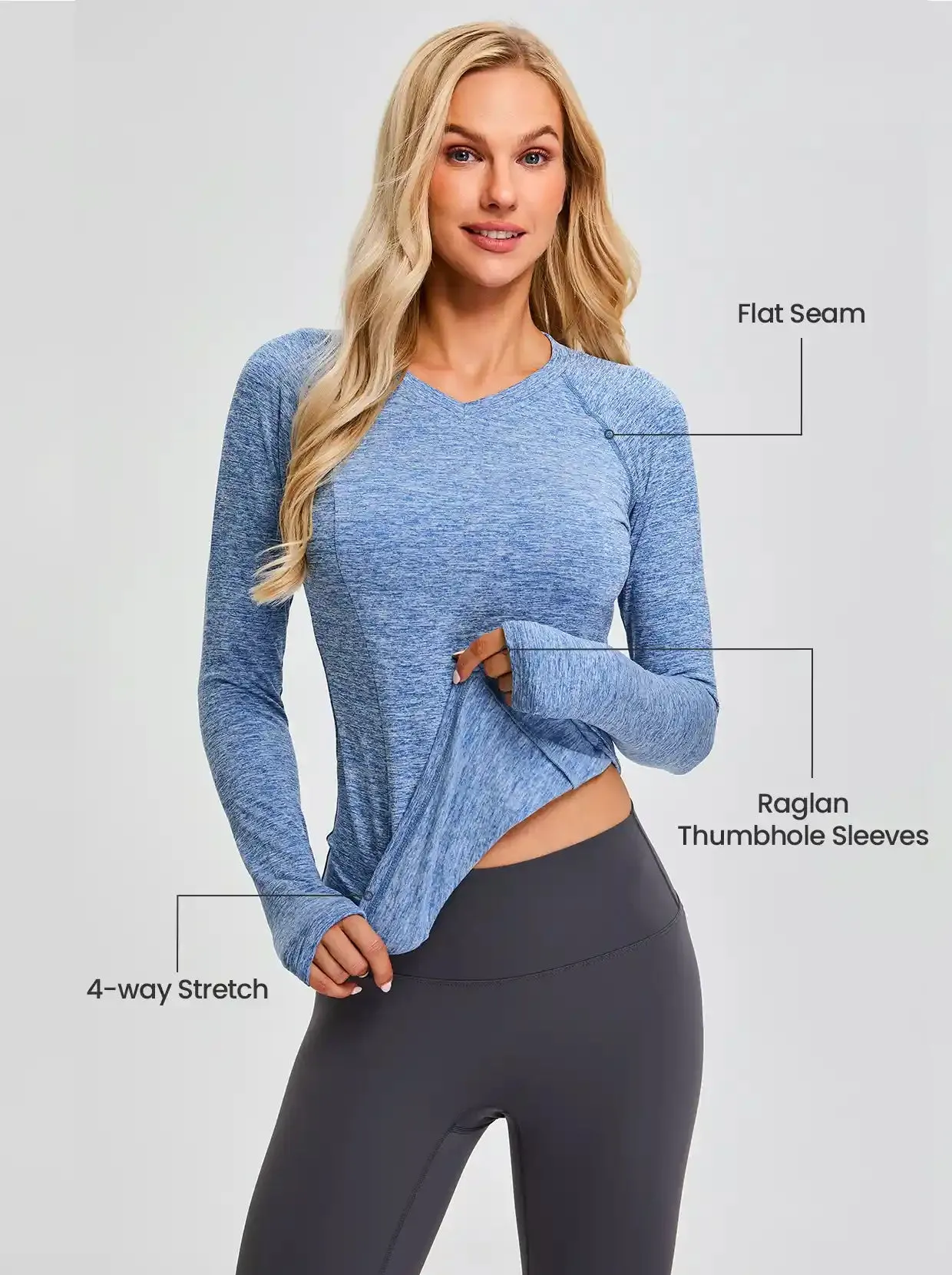 V-neck Long-sleeve Thermal Top for Women