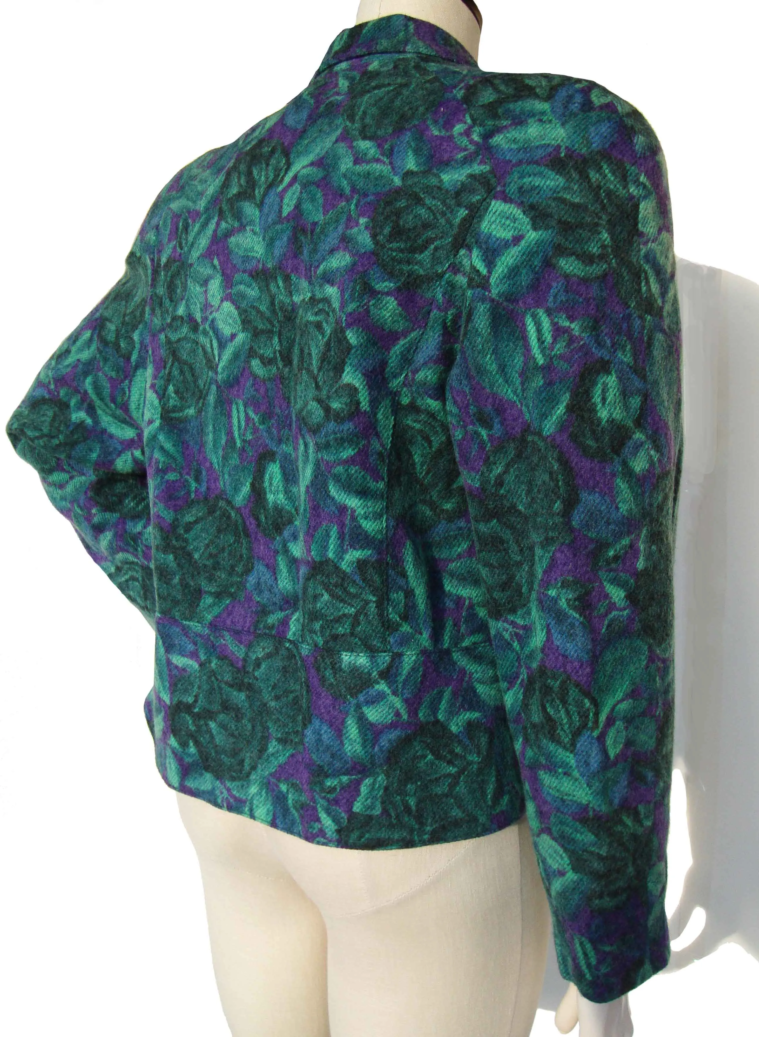 Vintage 90s Jacket Billevesee Floral Wool Crop Coat M