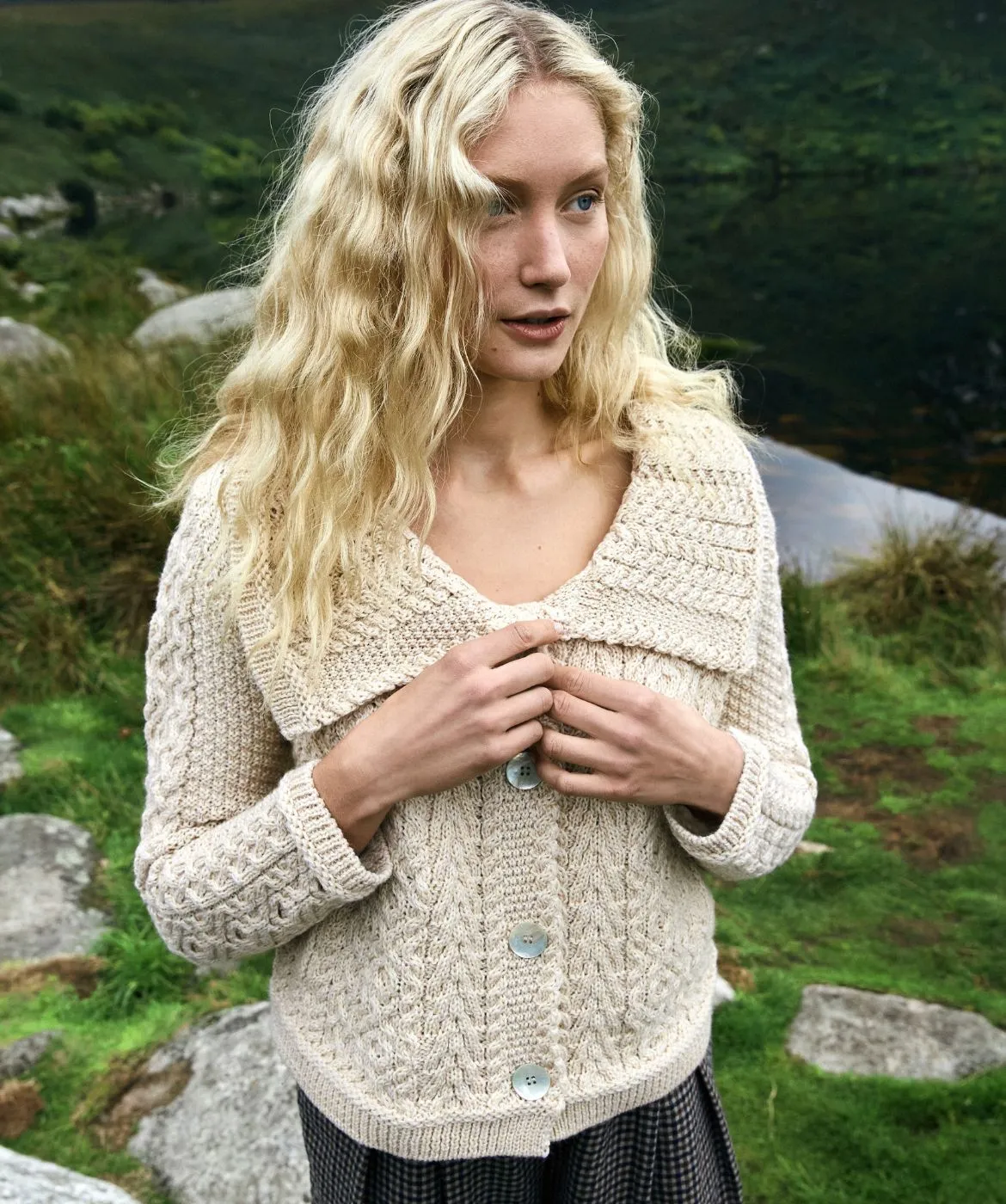 Willow Cropped Aran Cardigan Natural