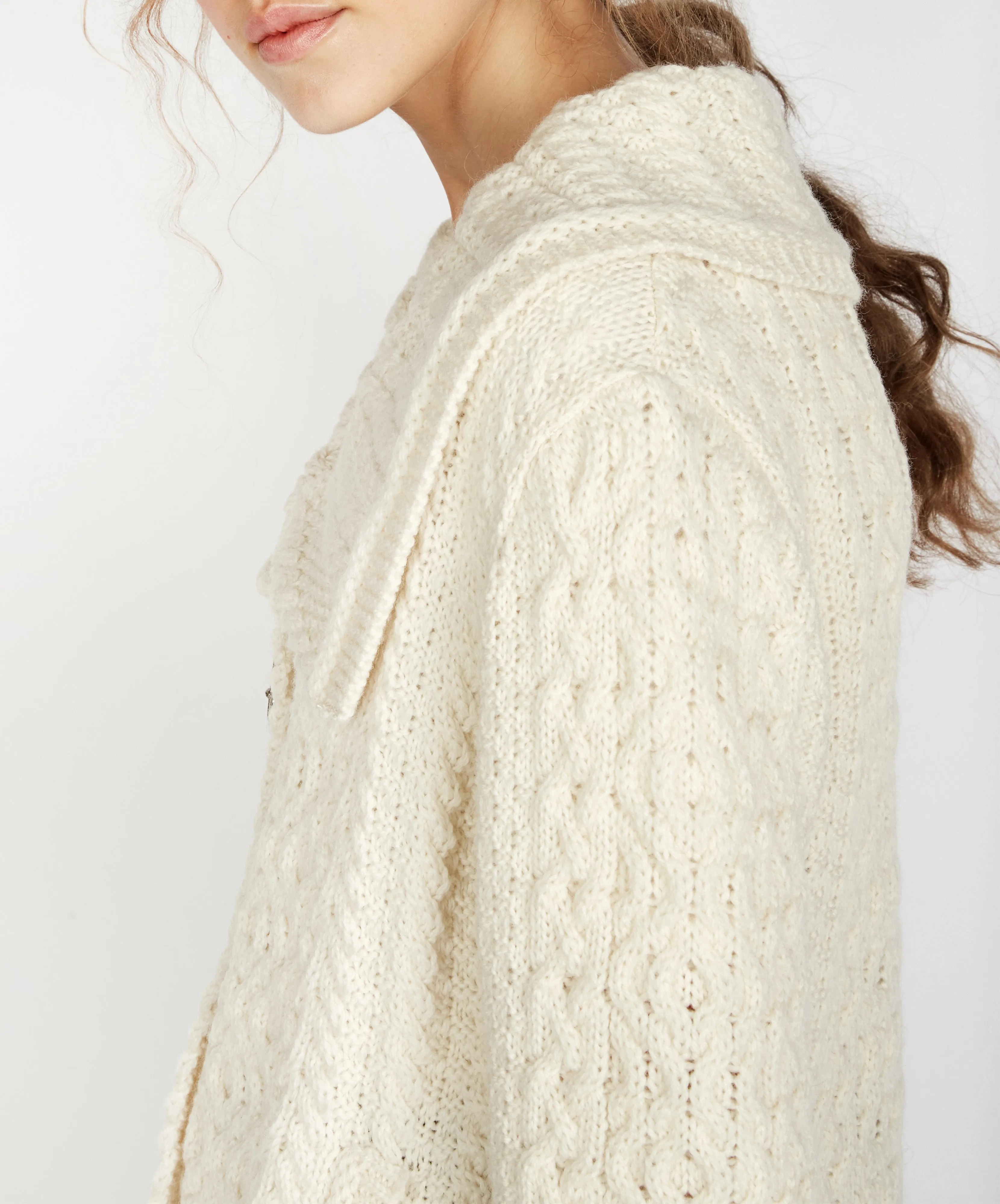 Willow Cropped Aran Cardigan Natural