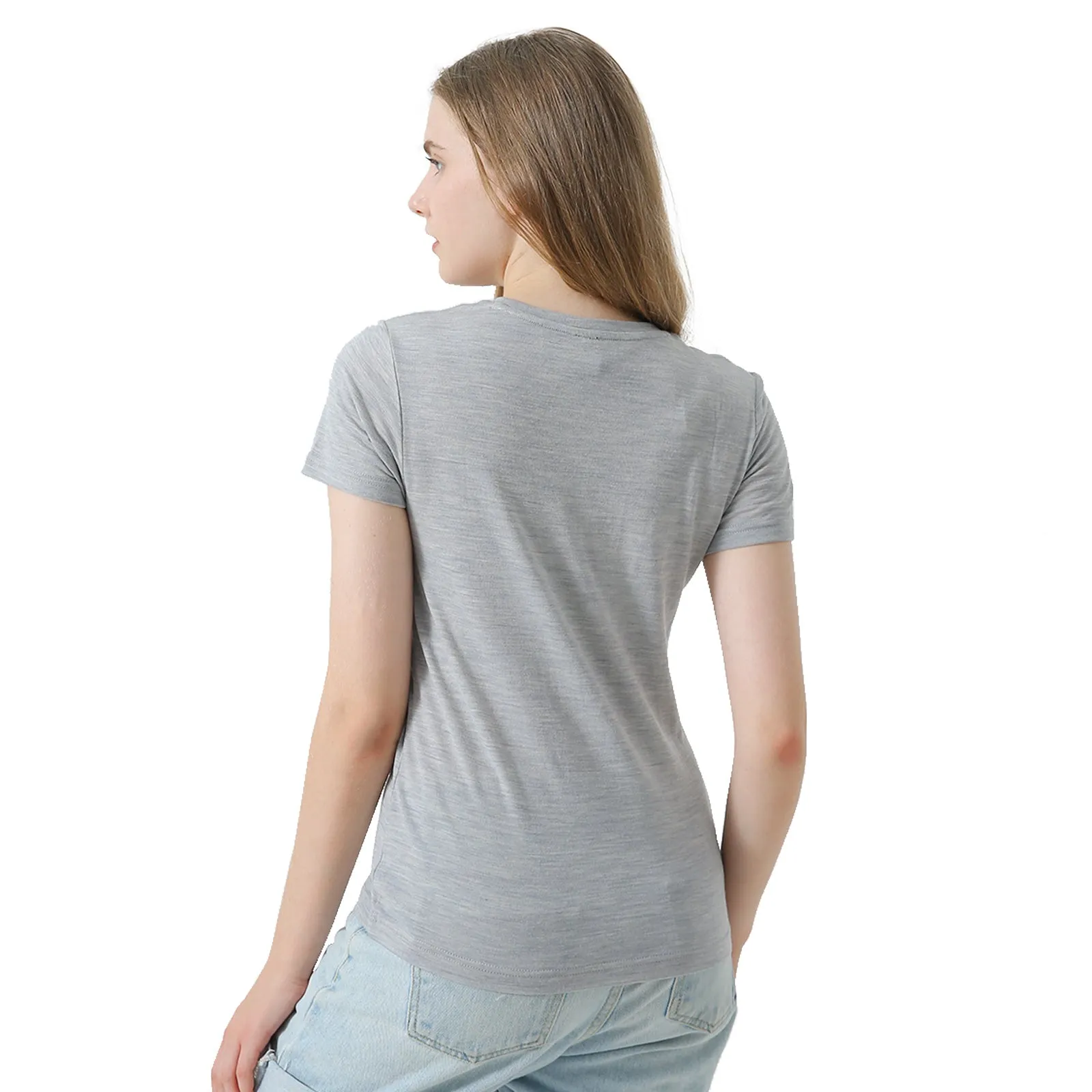 Women's Merino 170g Classic Short Sleeve T-Shirt Light Grey