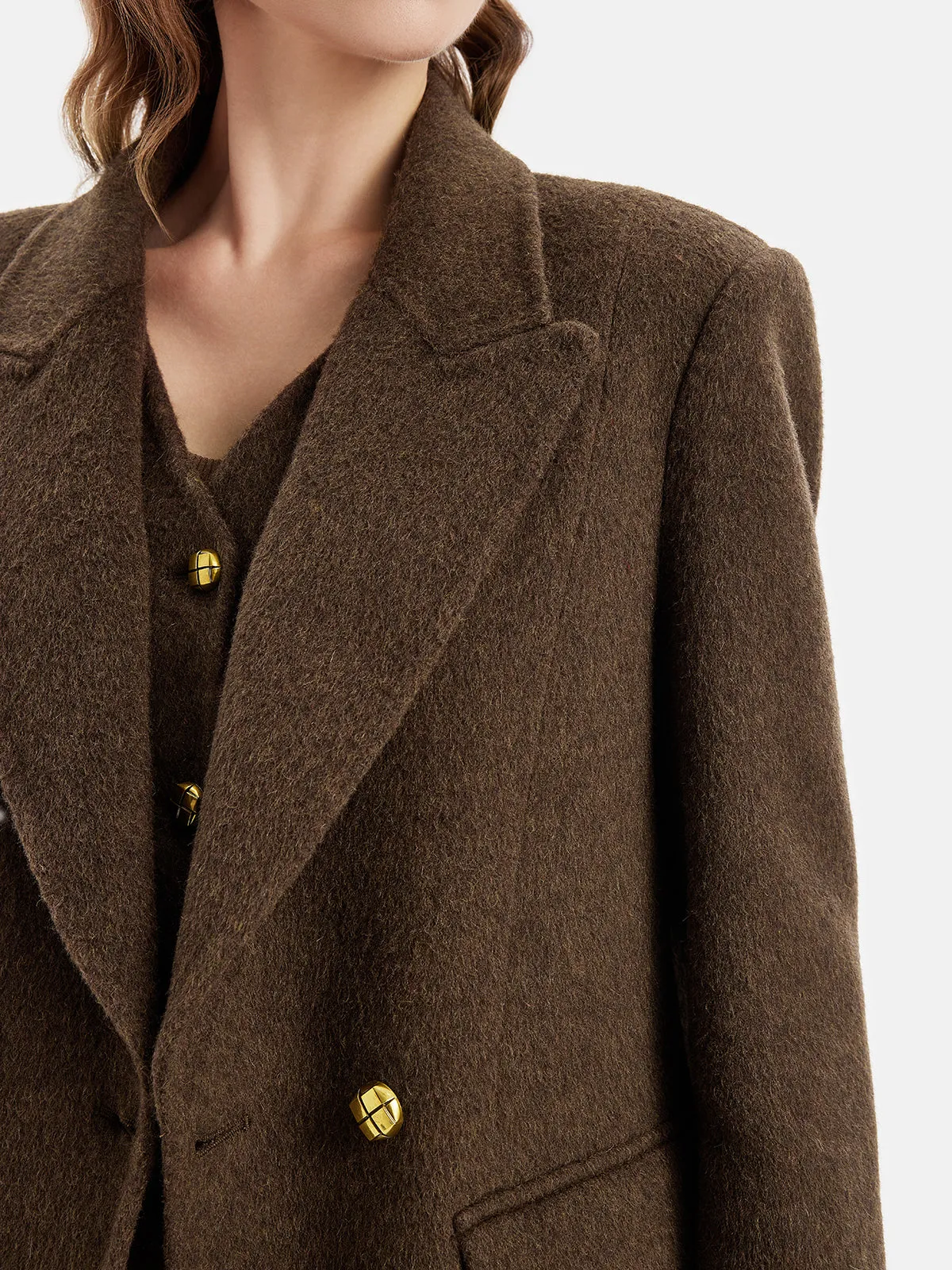 Wool Wide Lapel Long Coat