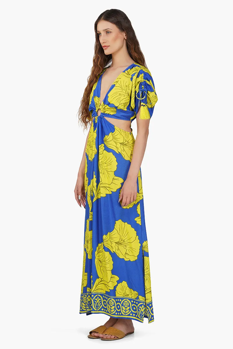 Yellow Daze Printed Ring Maxi Dress