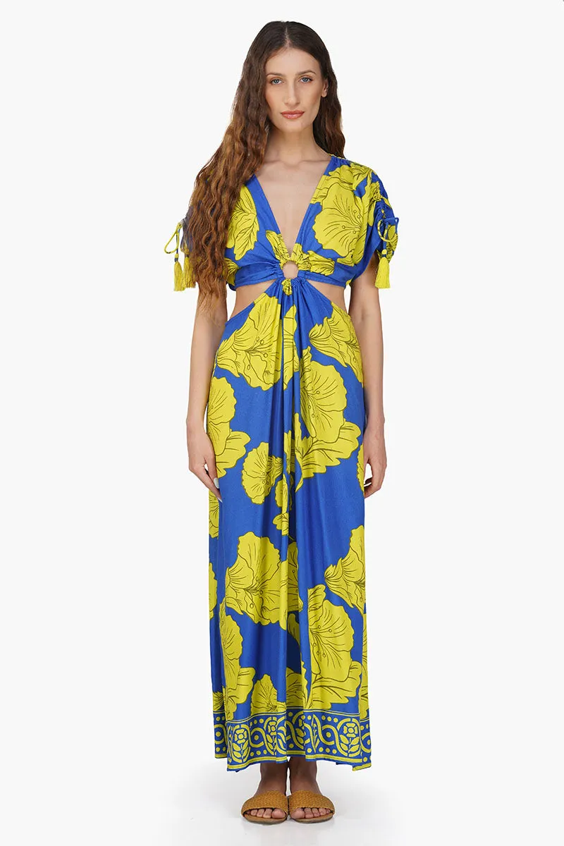 Yellow Daze Printed Ring Maxi Dress