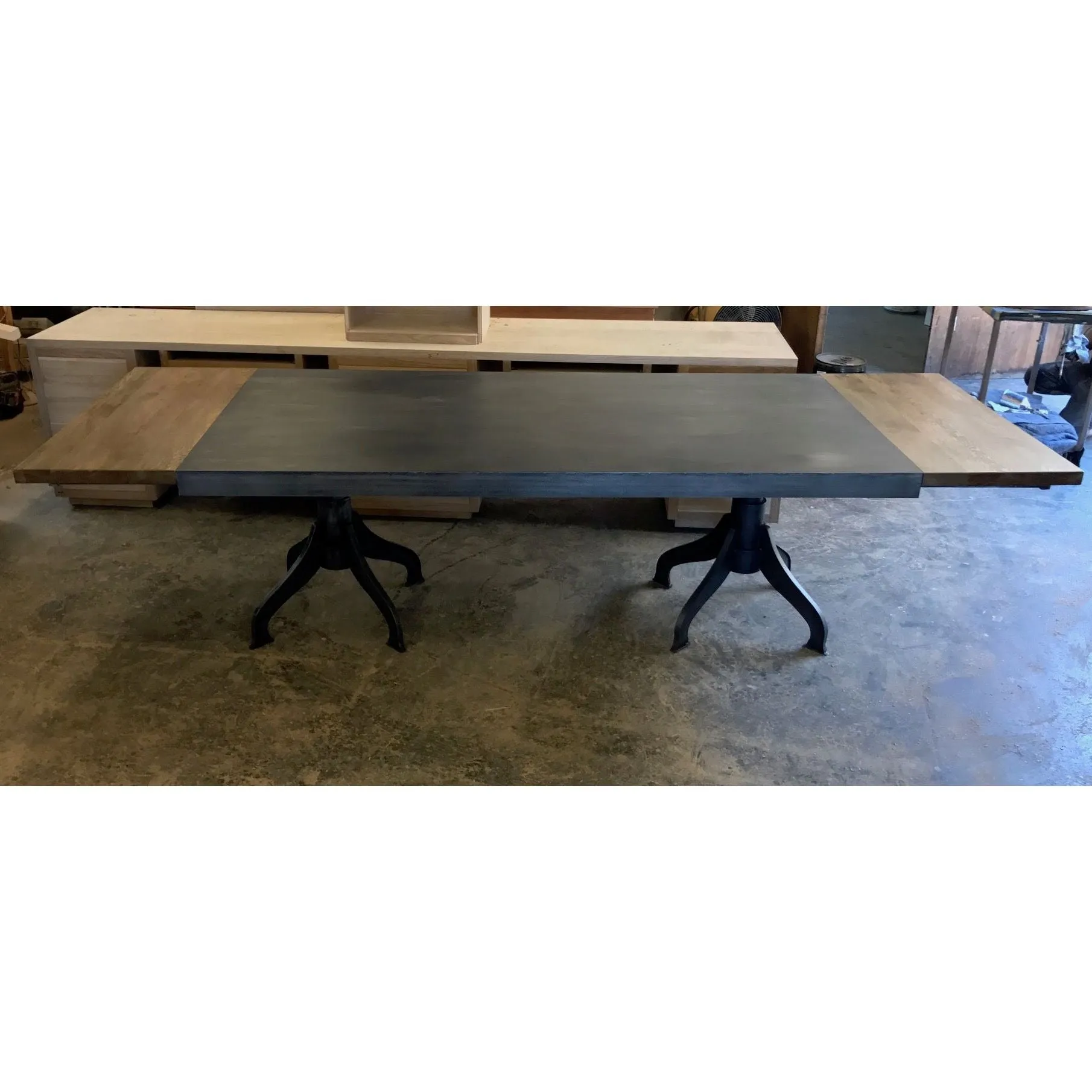 Zander, Industrial Metal Double Pedestal Dining Table