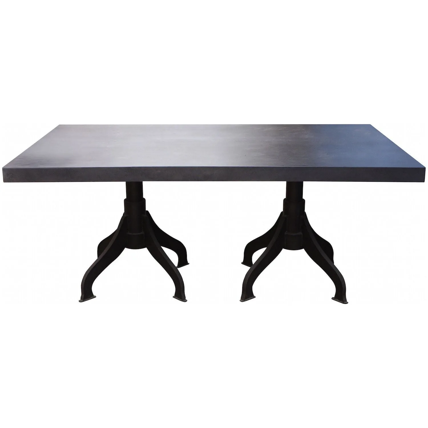 Zander, Industrial Metal Double Pedestal Dining Table