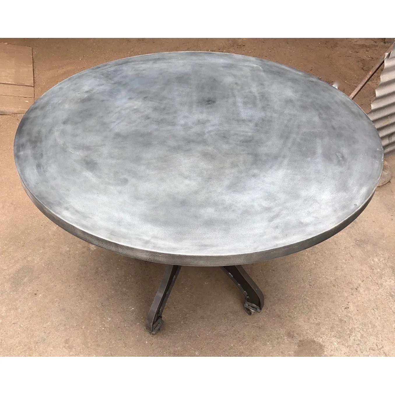 Zander, Industrial Metal Double Pedestal Dining Table