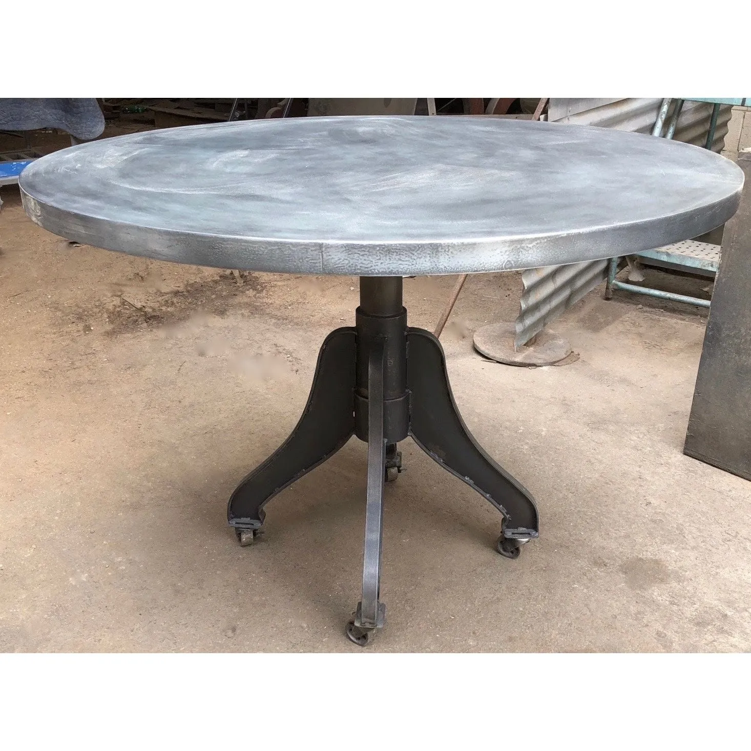 Zander, Industrial Metal Double Pedestal Dining Table