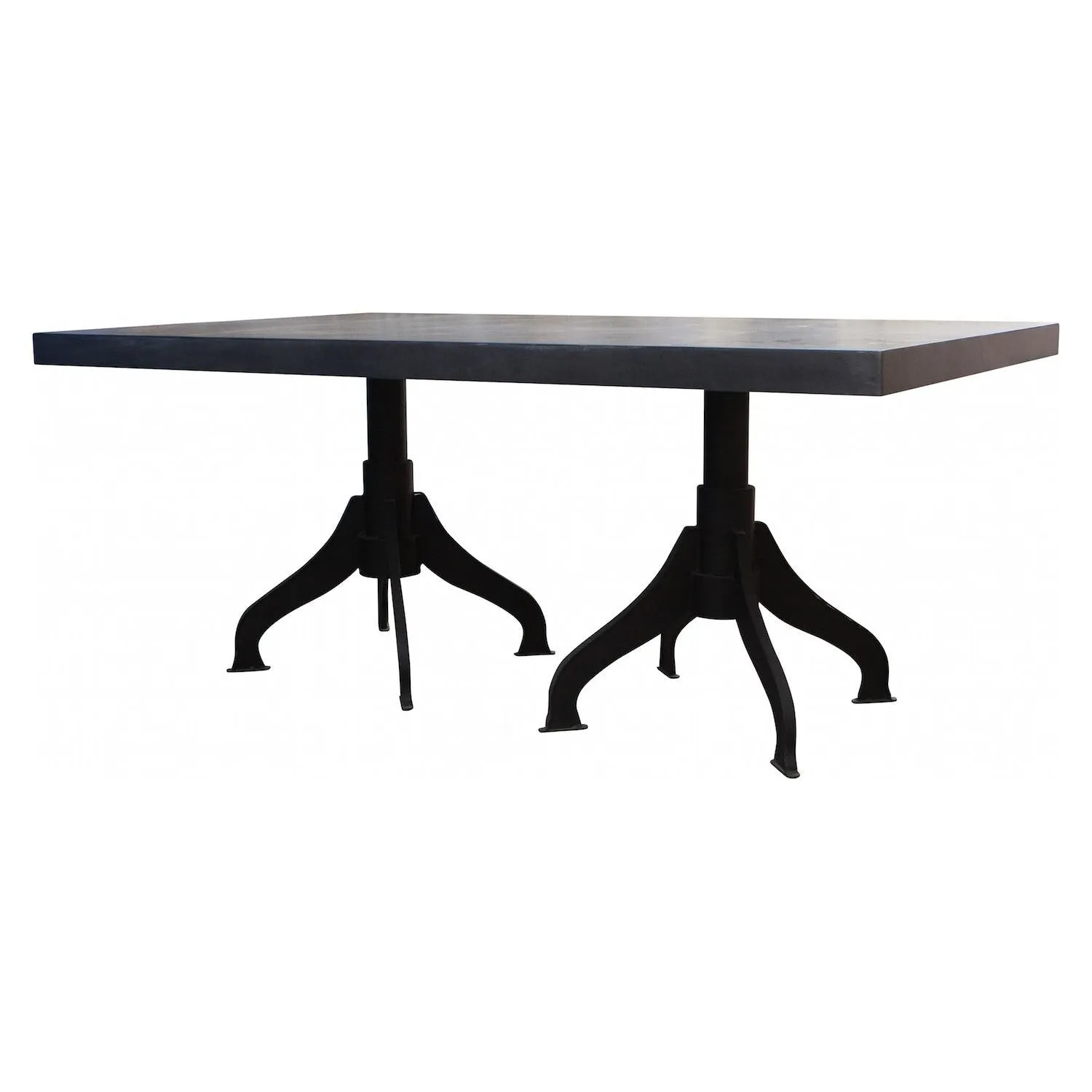 Zander, Industrial Metal Double Pedestal Dining Table