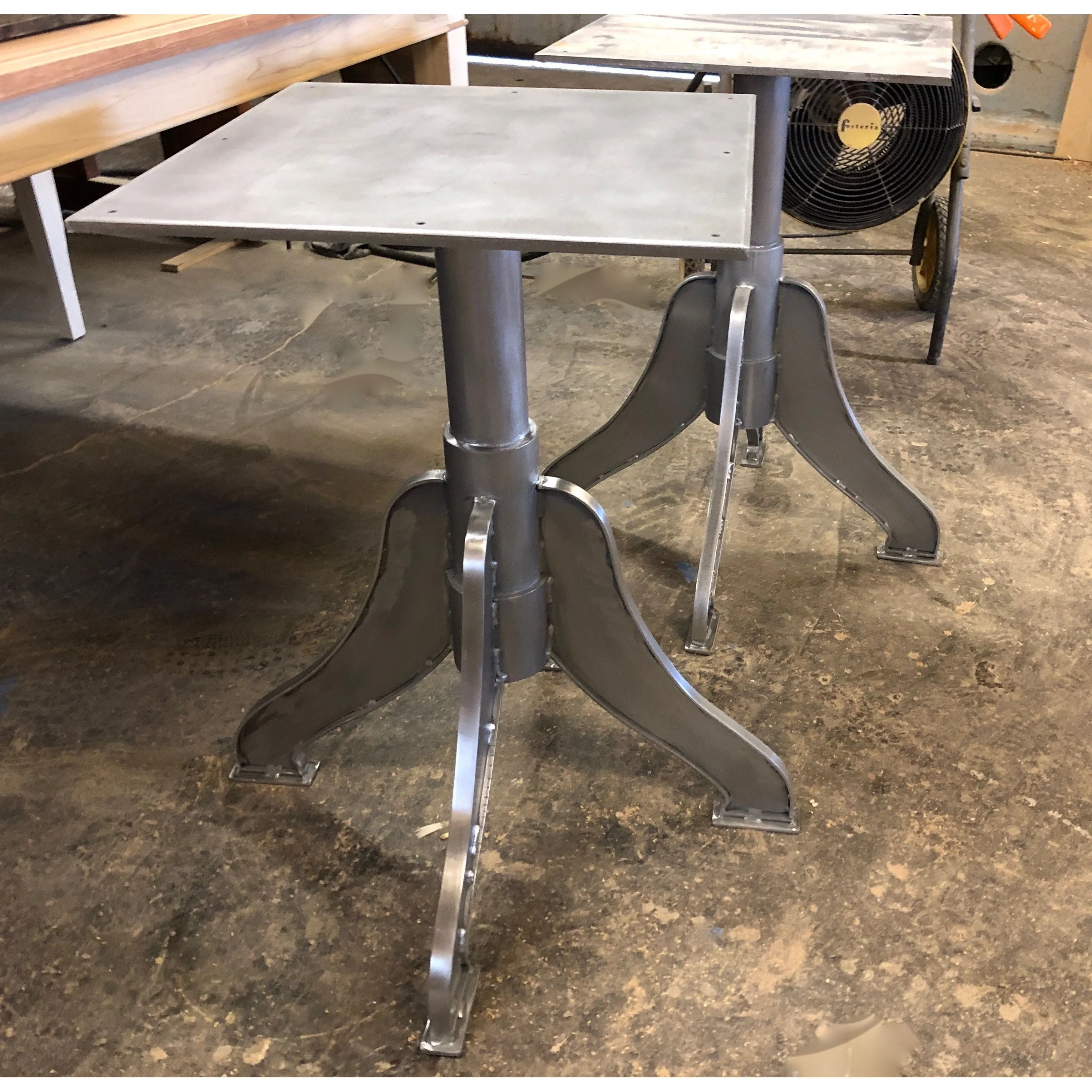 Zander, Industrial Metal Double Pedestal Dining Table