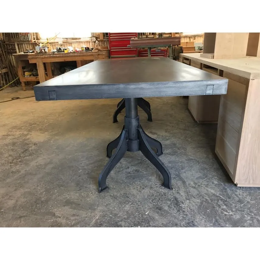 Zander, Industrial Metal Double Pedestal Dining Table