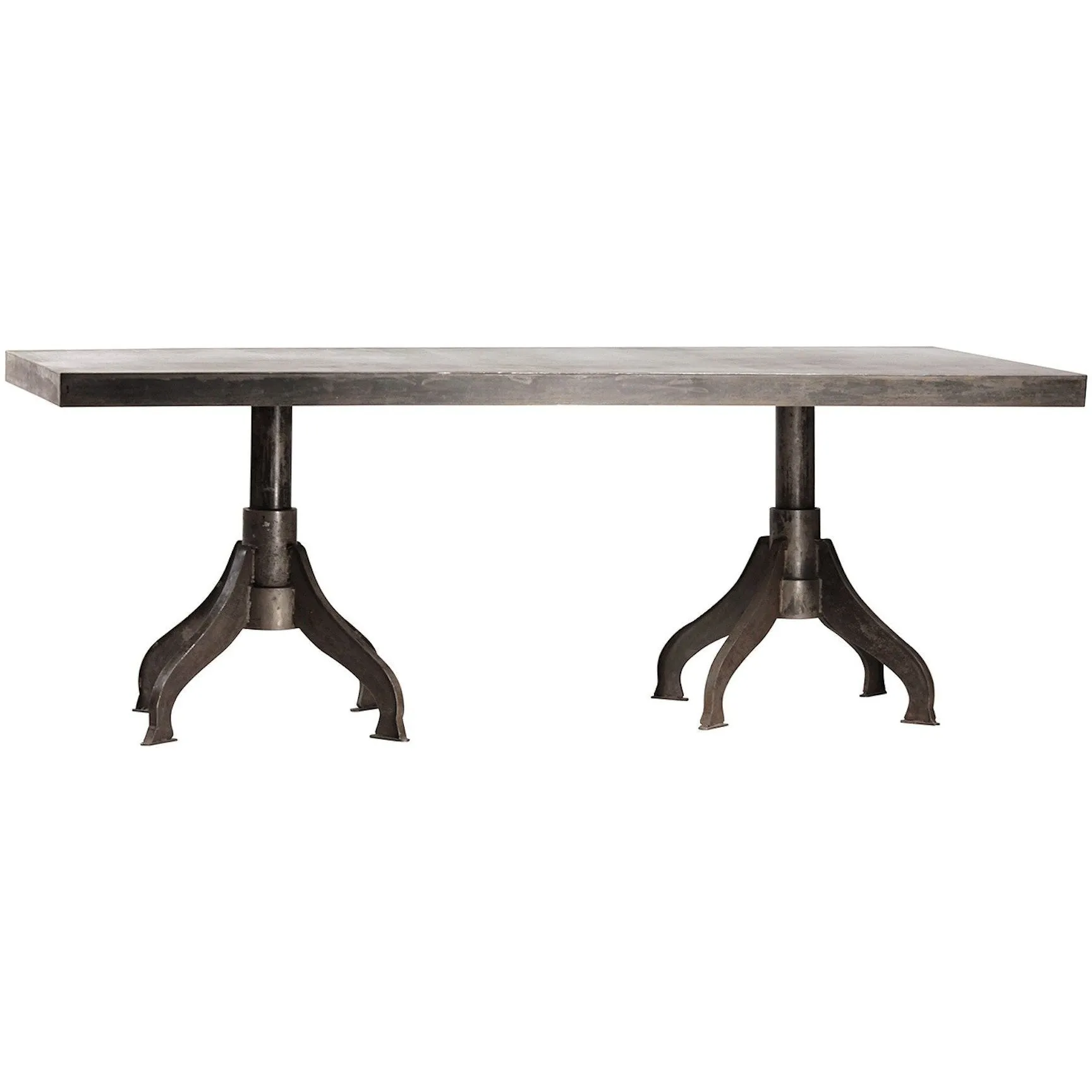 Zander, Industrial Metal Double Pedestal Dining Table